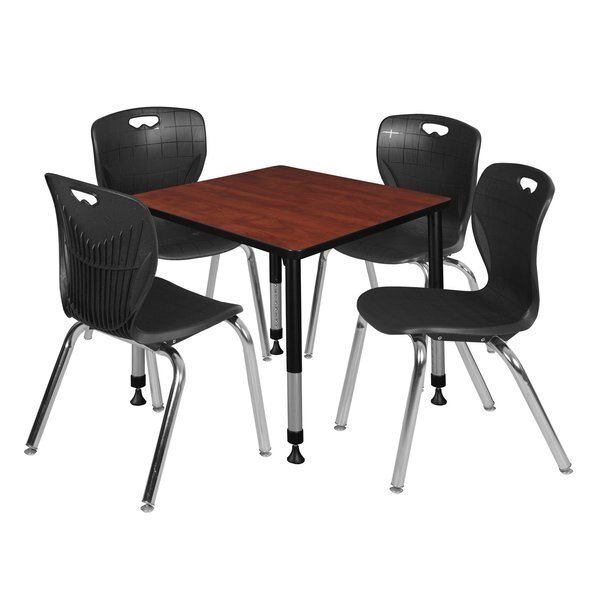 Tables > Height Adjustable > Square Table & Chair Sets, 30 X 30 X 23-35, REGENCY, Mfr# TB3030CHAPBK40BK